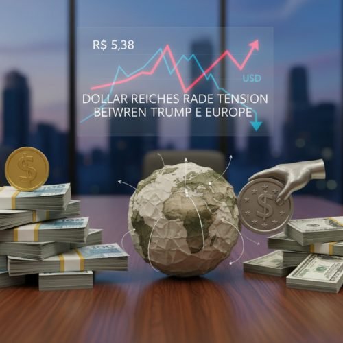 Dólar atinge R$ 5,38 com escalada de tensão comercial entre Trump e Europa